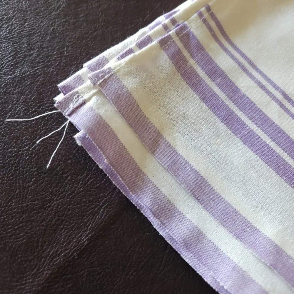 VTG 100% Linen Tablecloth Rectangle Stripes Purple French Country Easter 60x82
